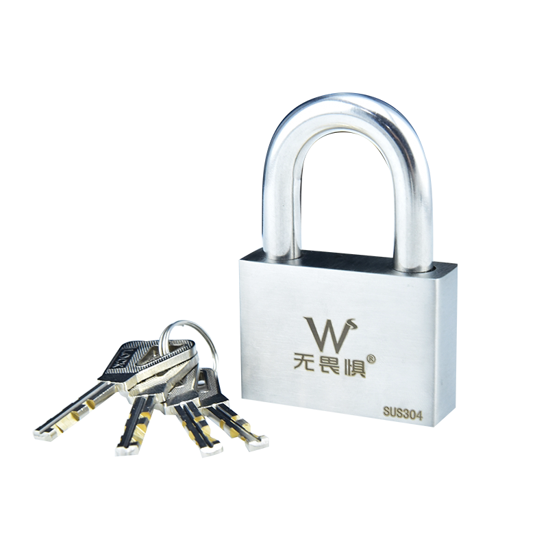 无畏惧304不锈钢挂锁防水防锈防盗大门家用空转锁头长梁锁通开锁