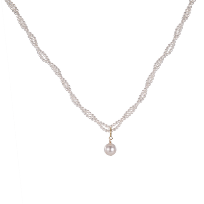 午后酒会双层小珍珠项链法式复古