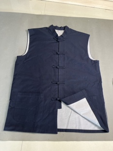中式立领马甲男女复古盘扣休闲百搭纯棉老粗布居士茶艺服禅修坎肩