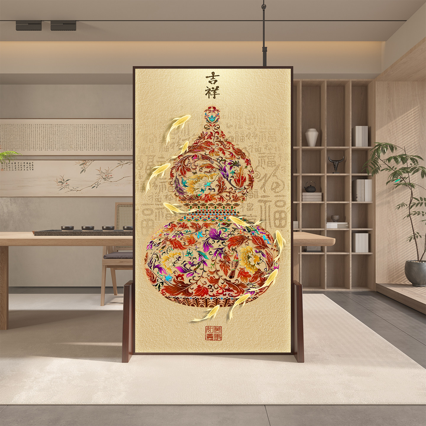 新中式简约隔断实木屏风图片