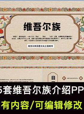 维吾尔族介绍PPT成品课件 民族文化风俗历史发展语言服饰饮食文化