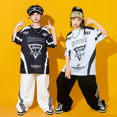 六一街舞儿童潮服hiphop童装架子鼓演出服男童嘻哈学生运动会服装