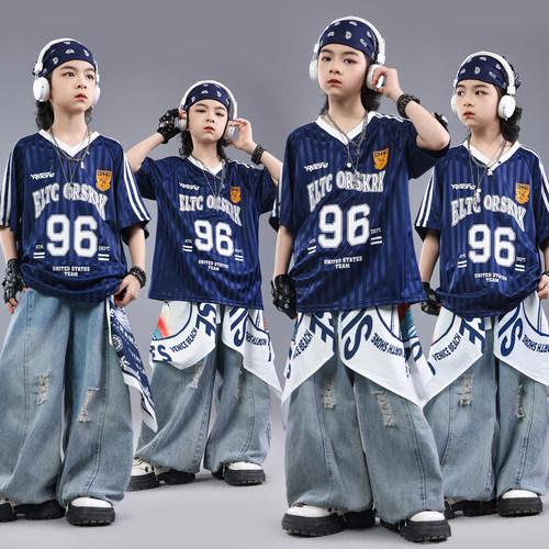 六一儿童街舞演出服装男童嘻哈街头风夏季酷帅套装少儿hiphop潮服