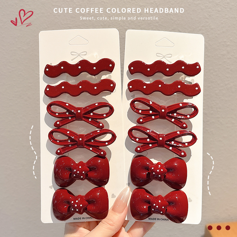 无痕鸭嘴夹发夹女侧边刘海红色