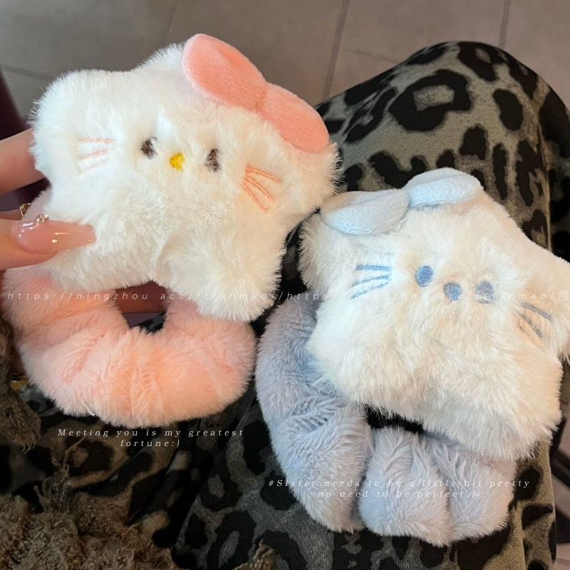 可爱毛绒星星蝴蝶结发圈头绳儿童