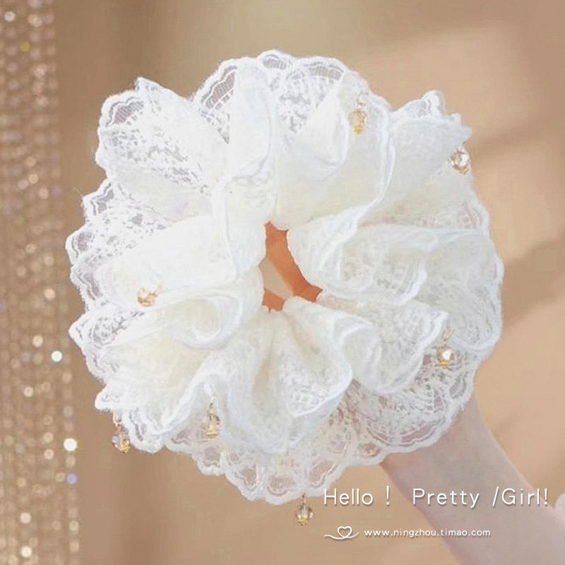 白色头花发绳法式蕾丝超大大肠发圈女高级感轻奢风头绳丸子头发饰,饰品/流行首饰/时尚饰品新,发饰,淘宝优惠券,粉丝福利购,淘宝优惠卷