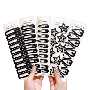 黑色bb夹水滴五角星发夹新款刘海碎发神器侧边夹子前额发卡头饰女