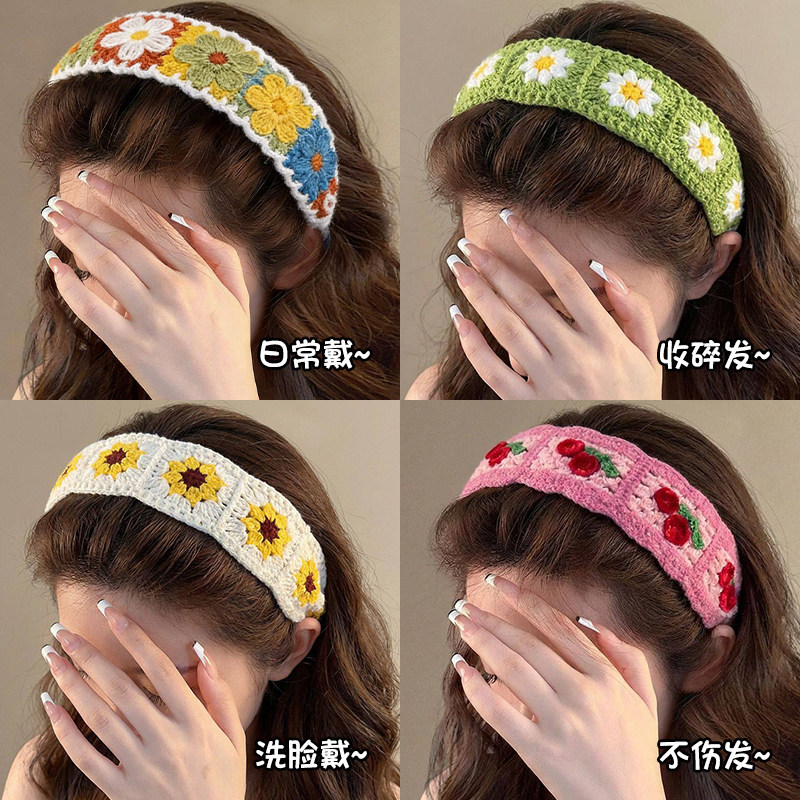 碎发整理神器粘头发的魔术贴针织发带洗脸发箍女日常外戴刘海发贴