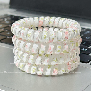 小清新夏日花草无痕电话线发圈皮筋女扎头高弹力耐用发绳头绳头饰