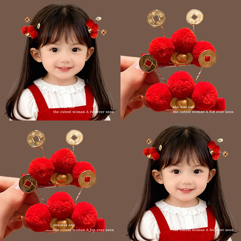 新年红色招财元宝发夹女儿童宝宝刘海侧边夹子过年头饰鸭嘴夹发卡,饰品/流行首饰/时尚饰品新,发饰,淘宝优惠券,粉丝福利购,淘宝优惠卷