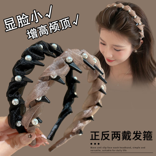 带齿高颅顶珍珠发箍女2026新款