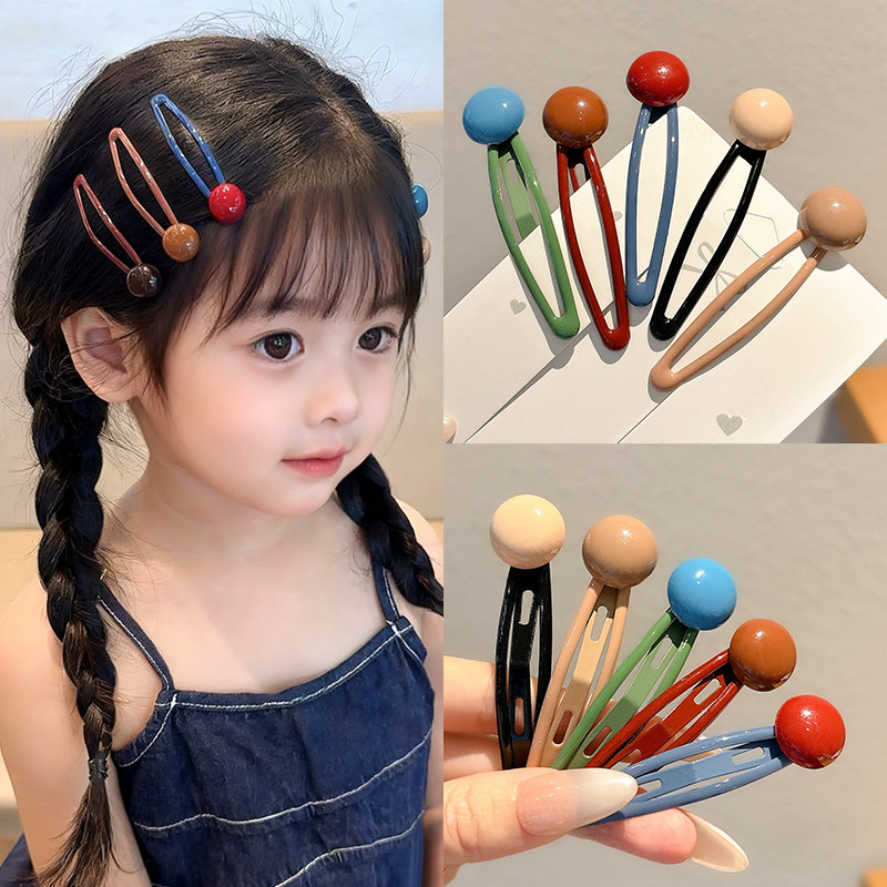 彩色豆豆掰掰夹儿童发夹女孩刘海侧边夹前额碎发bb夹发卡女童头饰