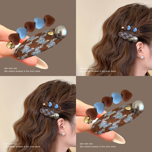 爱心撞色刘海侧边夹发夹高级感精致后脑勺碎发整理神器一字夹发卡