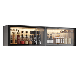 厨房吊柜下置物架厨房上翻柜玻璃门小吊柜壁挂置物柜铝合金调料柜