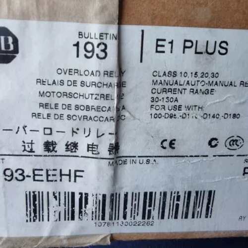 议价193-EEHF 过载继电器E1 PLUS 30-150A OVER LOAD RELAY 193继