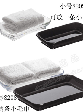 餐厅酒店民宿透明亚克力长方形擦手湿热毛巾托盘塑料收纳盘小吃碟