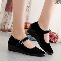 Старая пекинская тканевая обувь, черная рабочая женская обувь на танкетке, дышащая женская обувь для отелей, обувь для танцевального этикета, красная танцевальная обувь