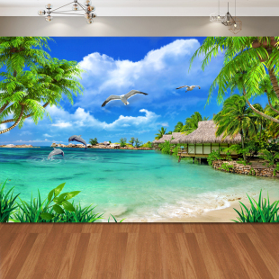 墙贴壁画贴纸自粘墙纸画自然风景现代客厅卧室电视背景墙面装 饰画