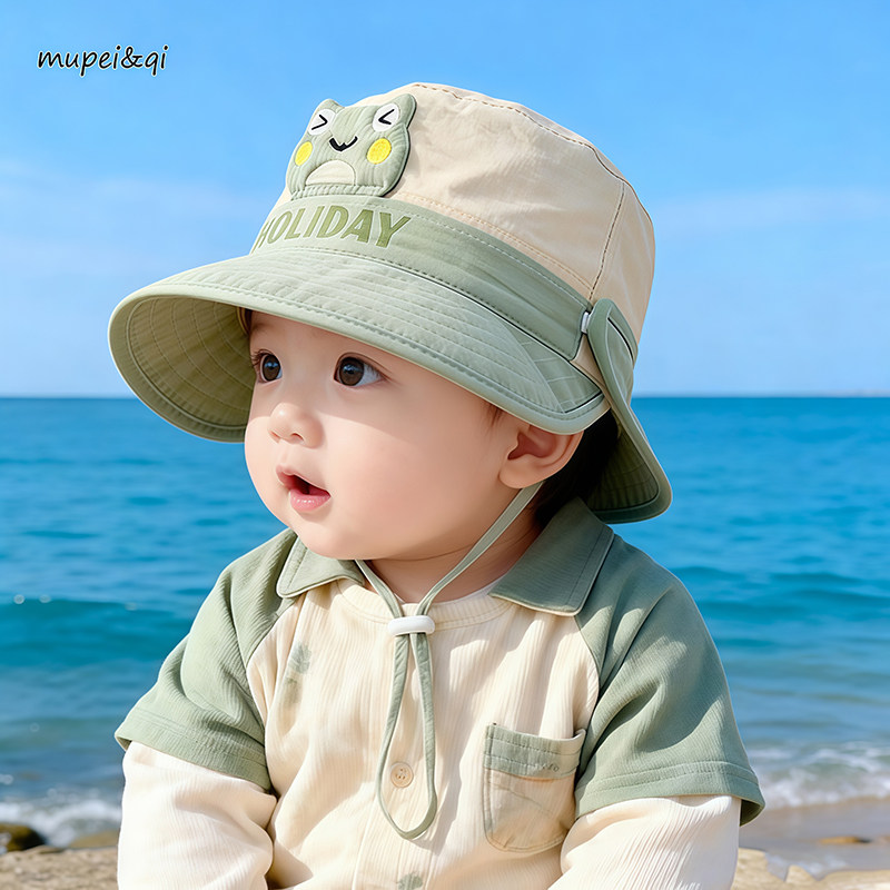 宝宝渔夫帽春秋男女童披肩遮阳帽儿童青蛙婴儿防晒帽太阳帽大檐薄,童装/婴儿装/亲子装,帽子,淘宝优惠券,粉丝福利购,淘宝优惠卷