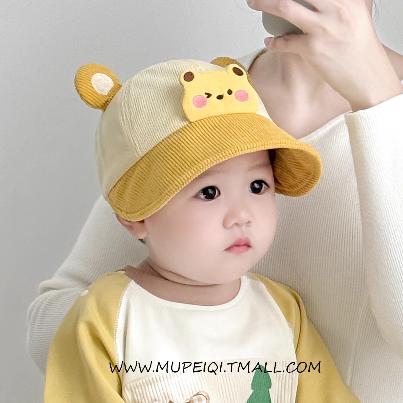 宝宝帽子秋冬季薄款灯芯绒鸭舌帽