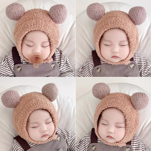 婴儿帽子秋冬季宝宝保暖儿童护耳帽珊瑚绒幼儿针织男童女童冬新款