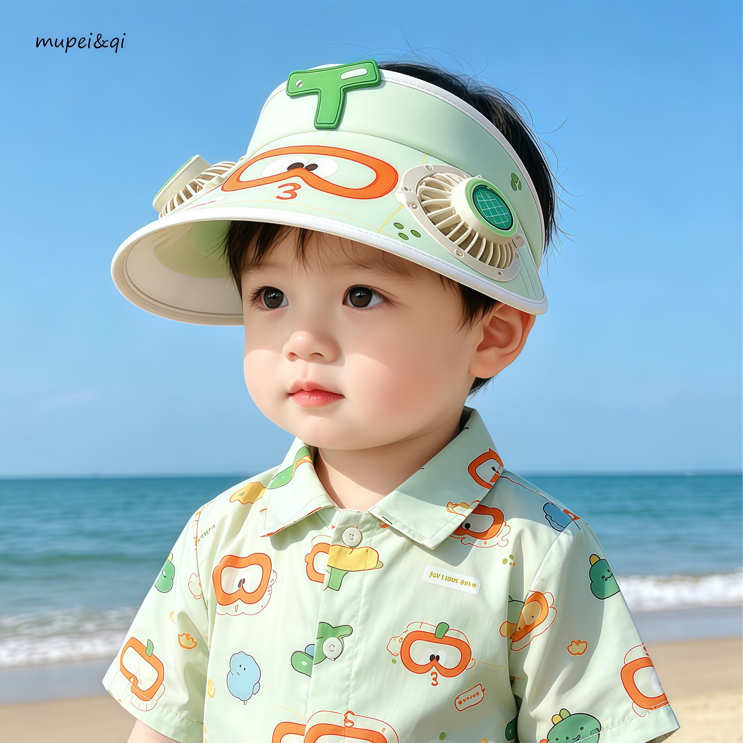 儿童带风扇帽夏季遮阳防晒空顶帽