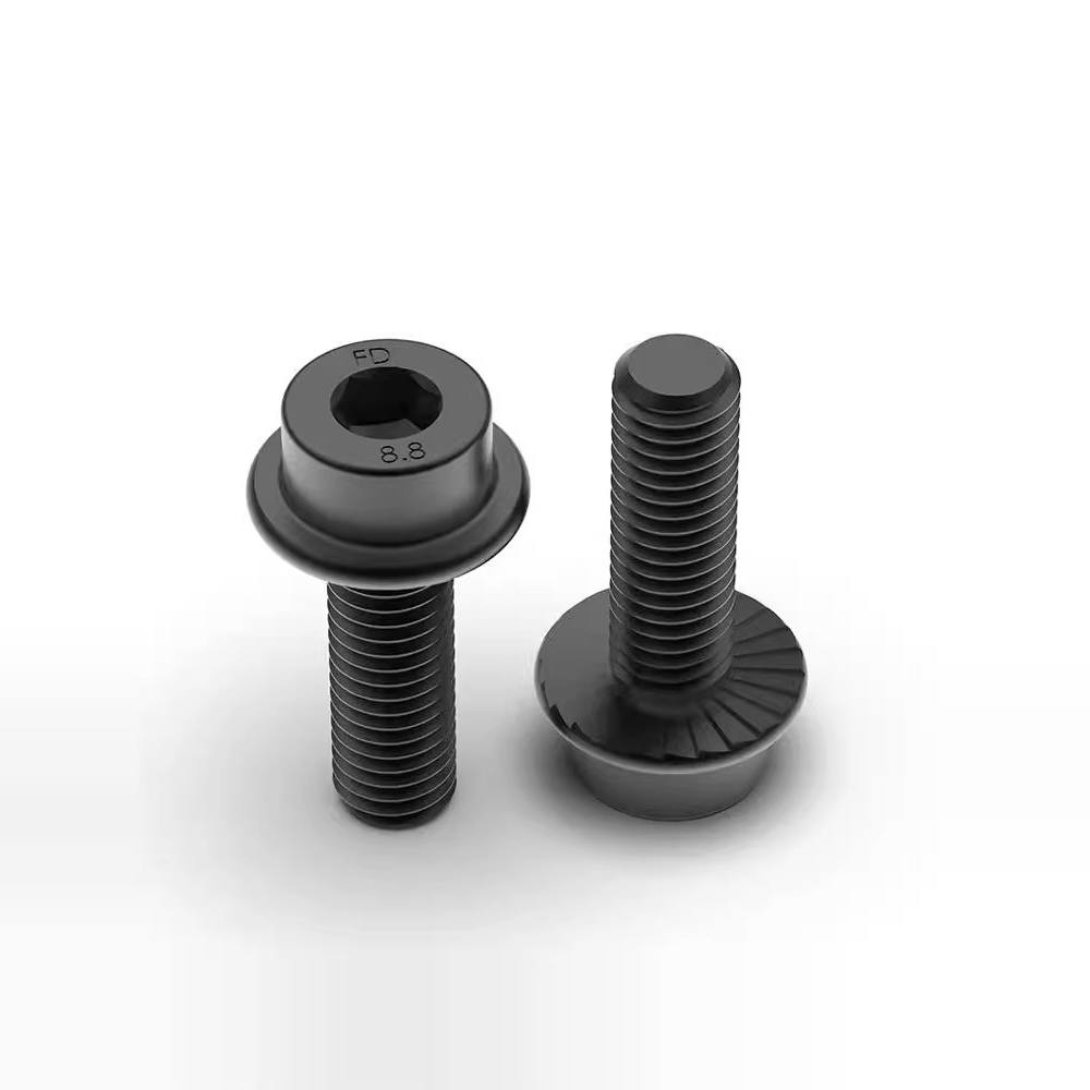 8.8级内六角电泳黑色法兰面螺栓碳钢圆柱头带垫防松螺丝M4M5M8M10