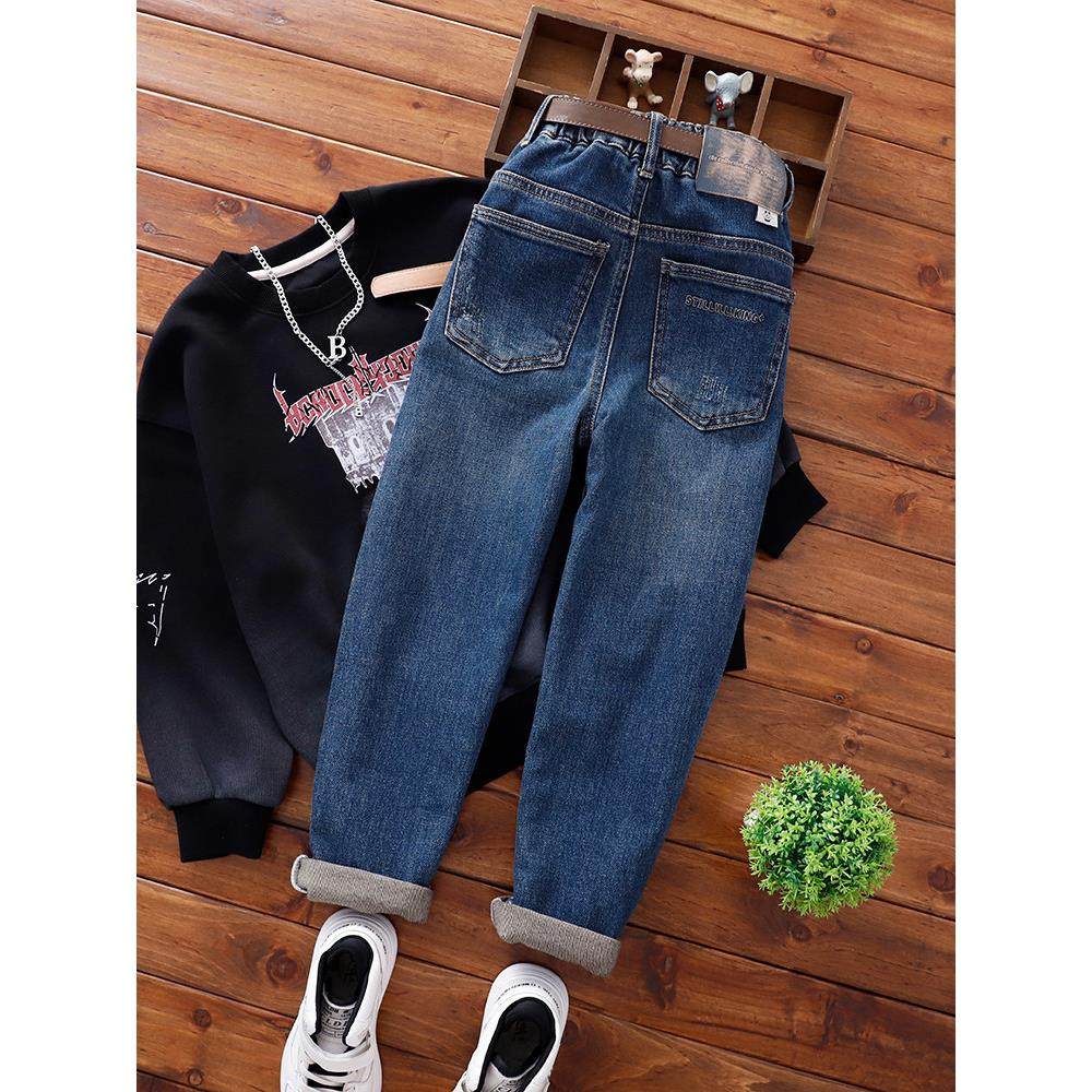 中大童蓝色瘦版牛仔裤男童秋季童装长裤儿童修身弹力牛仔小脚裤,童装/婴儿装/亲子装,儿童牛仔裤,淘宝优惠券,粉丝福利购,淘宝优惠卷