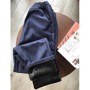 中小学生藏青黑色西装裤子校礼服大男女儿童松紧腰蓝加绒厚肥冬季