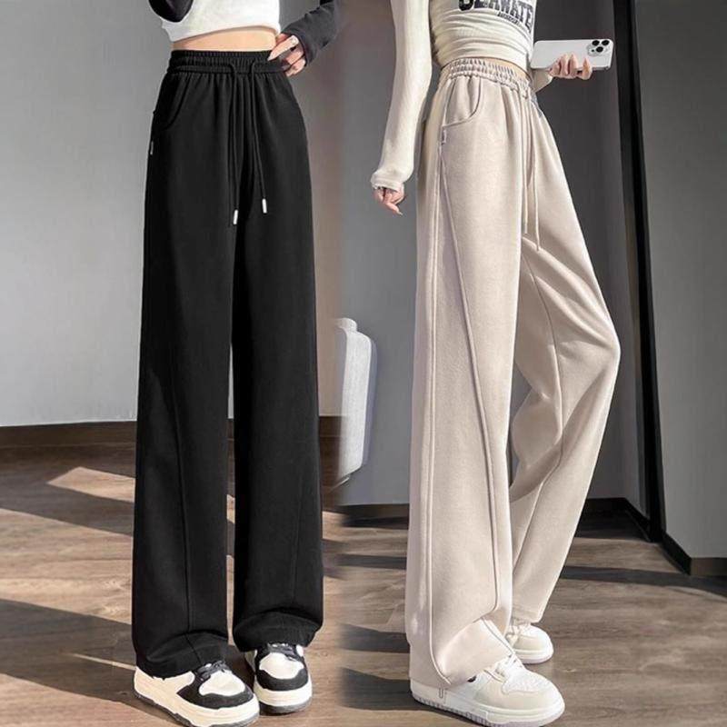 女童裤子春秋2024新款窄版加绒阔腿裤中大童香蕉裤秋冬休闲直筒裤