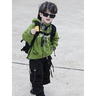 男童套装春秋款2025新款韩版儿童帅气时髦连帽卫衣宝宝春季衣服潮