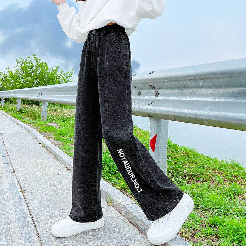 新品女童裤子夏季薄款天丝牛仔裤2024新款8女大童春秋9儿童夏装阔