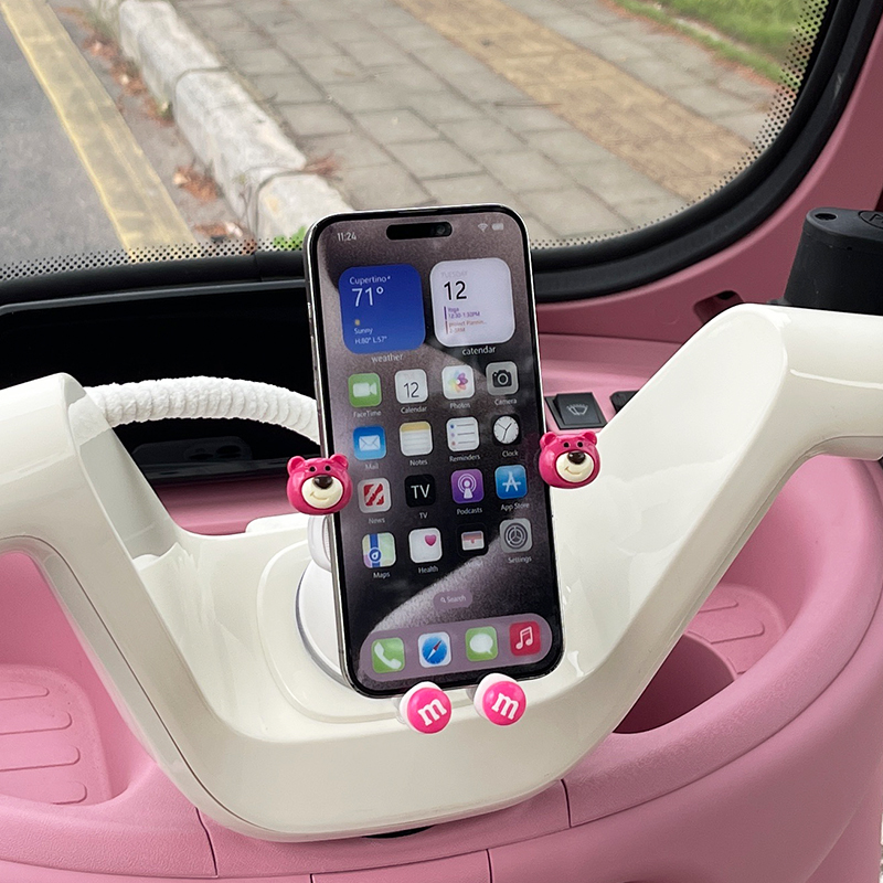 电动三轮车手机支架新款吸盘高级防震导航架卡通电瓶车装饰配件女