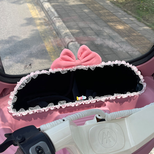 蝴蝶结电动三轮车仪表盘保护套蕾丝花边电瓶车显示屏装饰配件可爱