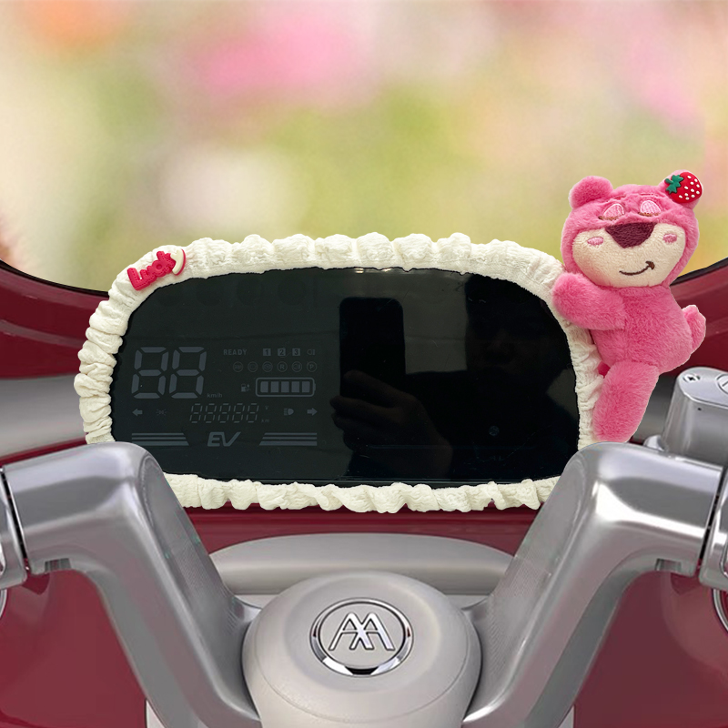 电动三轮车仪表盘保护套卡通泡芙电瓶车显示屏装饰罩配件可爱通用