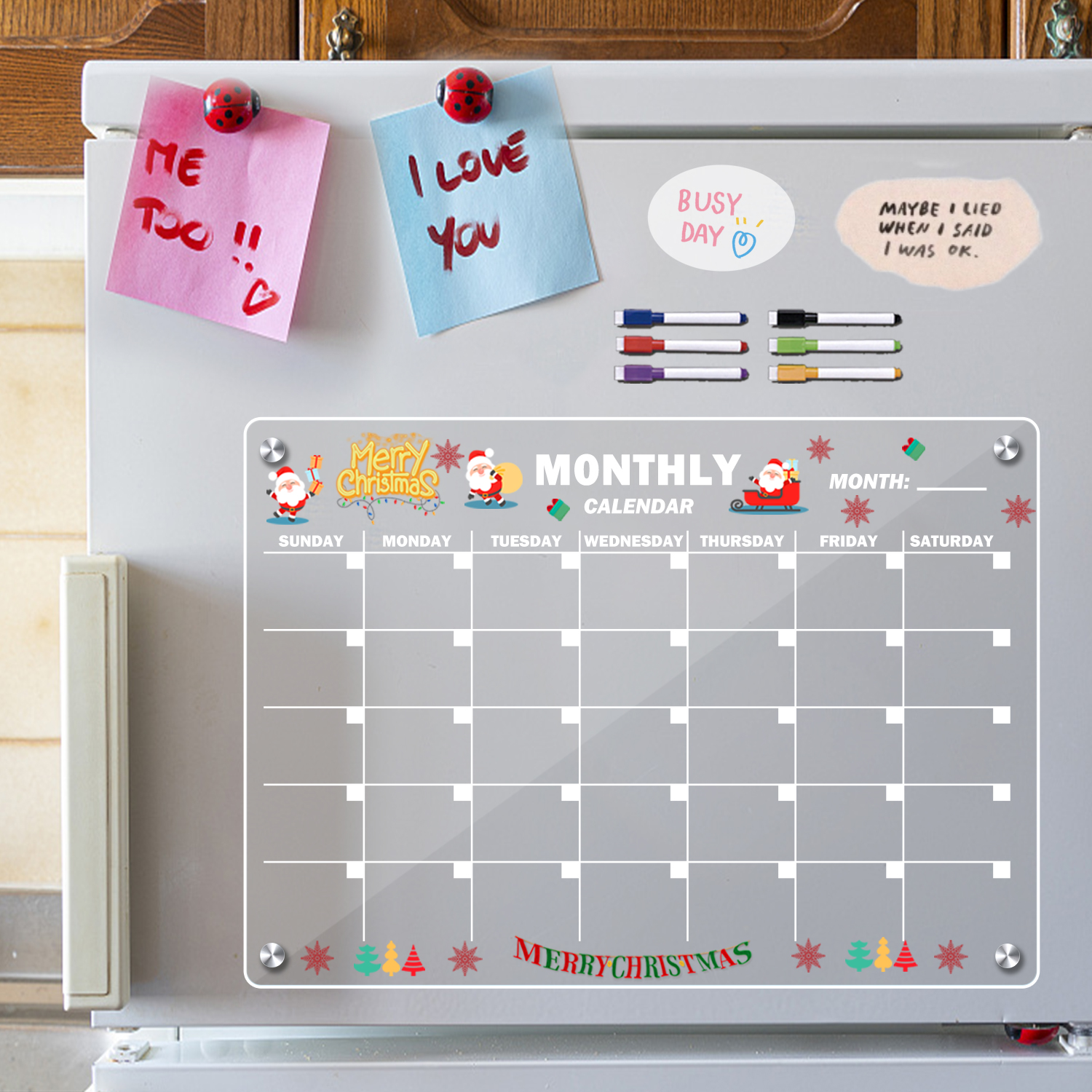 日历磁吸计划贴月计划亚克力记事留言板干湿擦板写字板磁吸冰箱贴