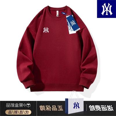 奥特莱斯重磅纯棉卫衣男女同款2025春秋季圆领美式长袖T恤打底衫