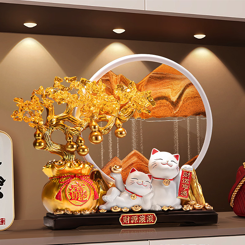 发财树招财猫摆件开业礼物店铺前台装饰品办公室客厅乔迁新居礼品