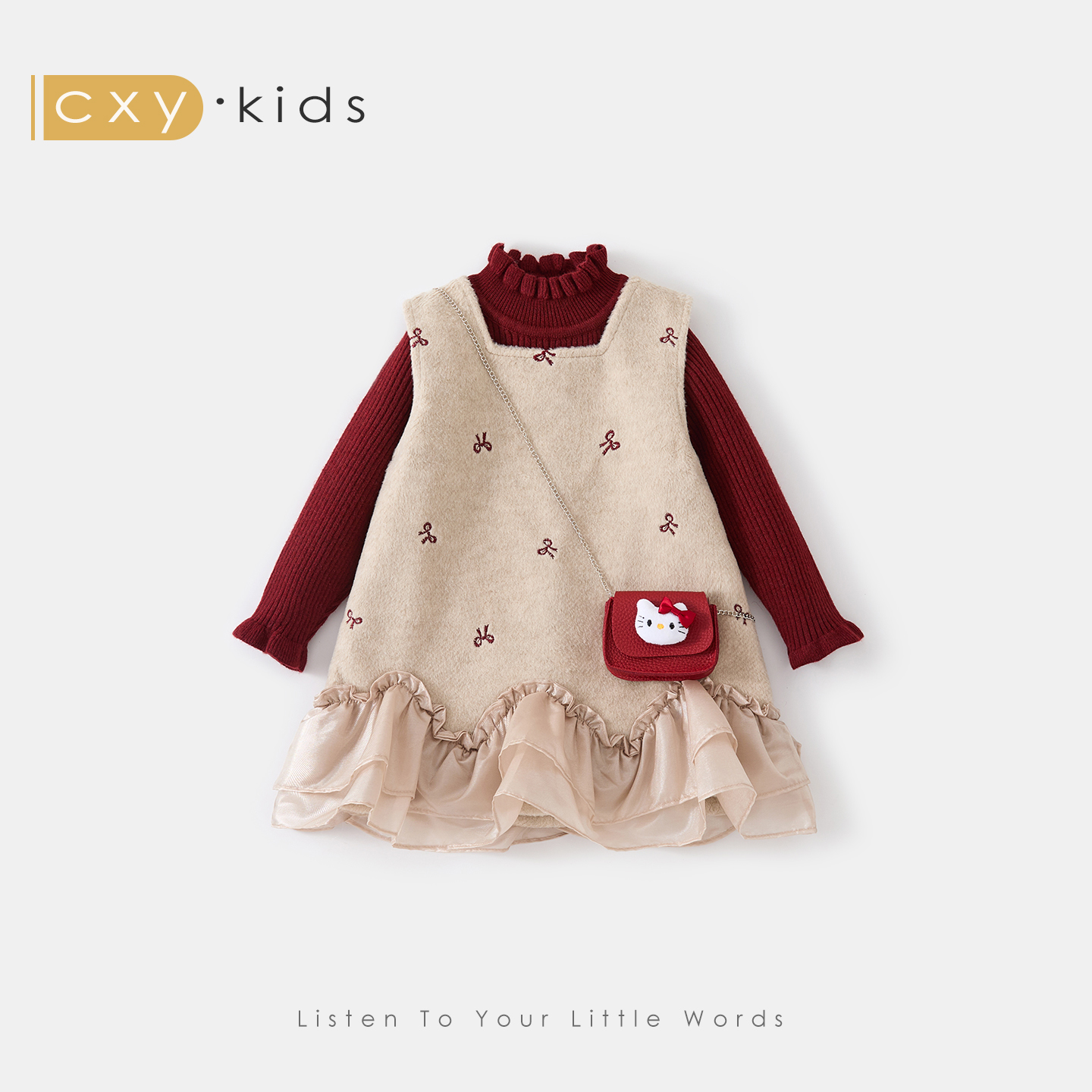 女童连衣裙洋气公主裙冬装周岁女宝礼服巨好看小香风裙子新年衣服