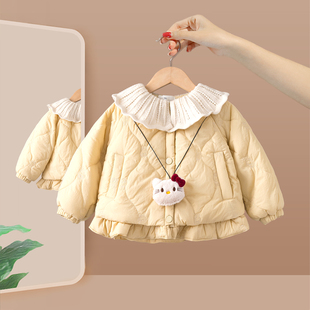 女童外套夹棉冬装2025新款宝宝加厚棉衣儿童加绒棉服女孩棉袄冬季