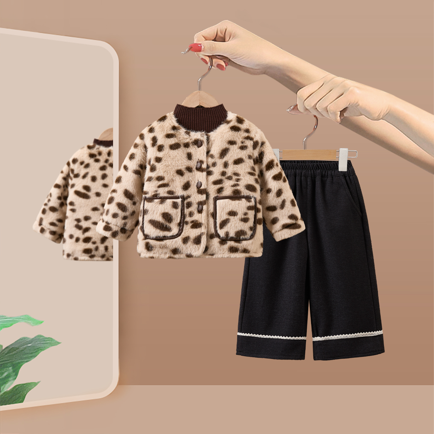 女童冬装套装2025新款女宝宝厚衣服洋气时尚女孩儿童秋冬季三件套