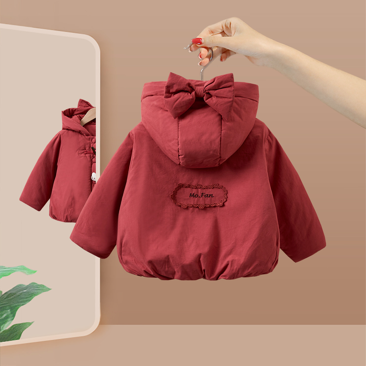 女童外套棉服宝宝冬装加厚棉衣儿童夹棉连帽棉袄2025新款女孩冬季