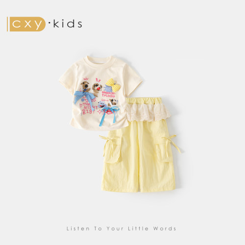 女童套装2026新款夏装小女孩独特漂亮夏季儿童短袖T恤女宝宝衣服t