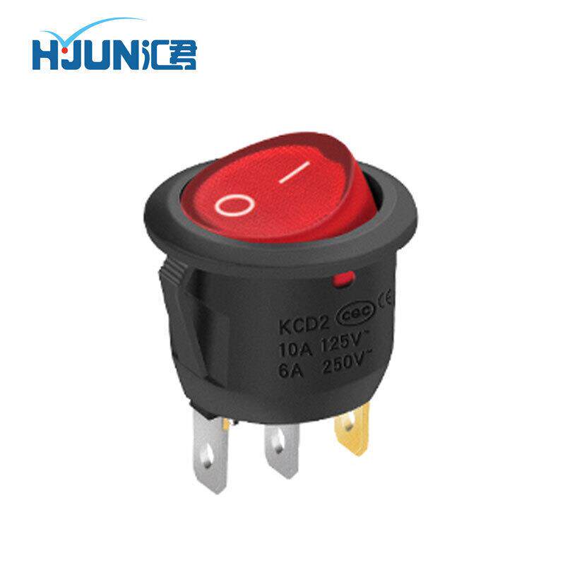 汇君(HUIJUN)圆形电源开关按钮3脚2档船型开关KCD1-105小型电热锅