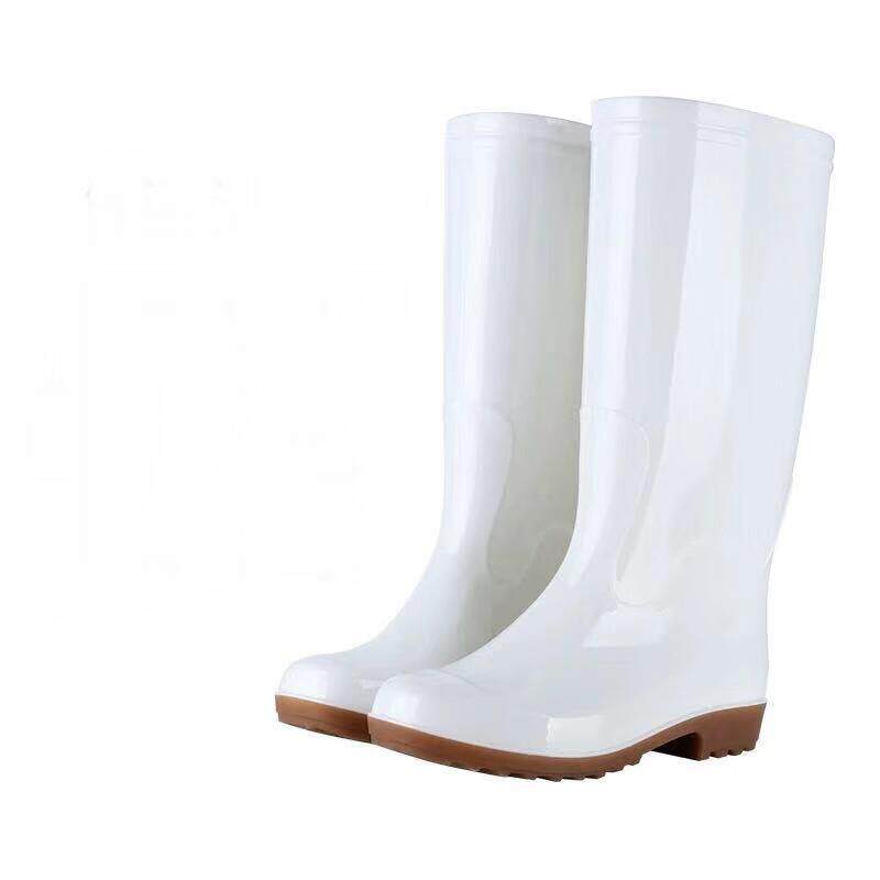 安至防护雨鞋高筒牛筋底雨靴防滑耐磨男女水鞋工作防水白色/高筒4
