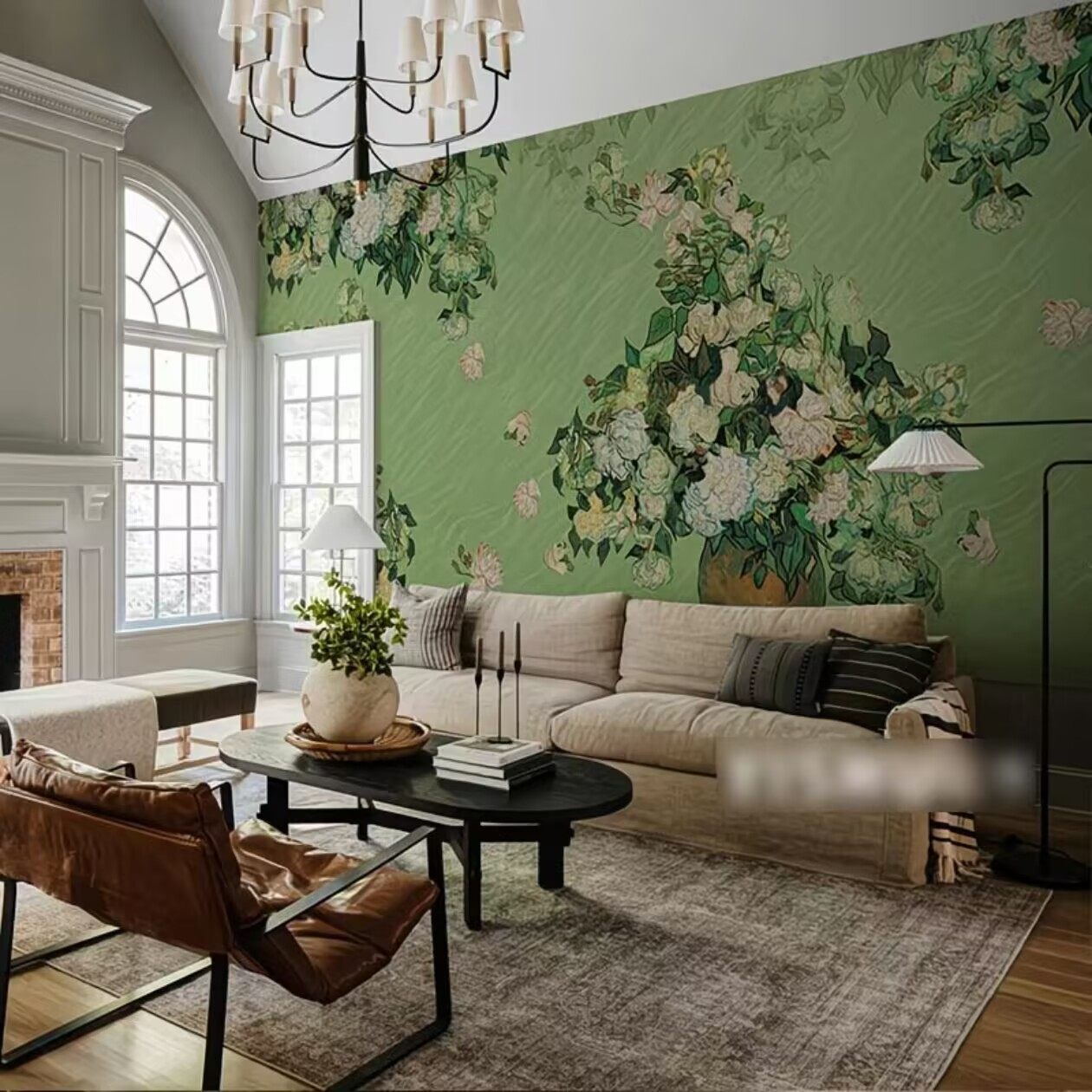 美式复古梵高玫瑰壁纸壁布客厅卧室床头墙壁画餐厅背景墙纸墙布,家装主材,定制壁画,淘宝优惠券,粉丝福利购,淘宝优惠卷