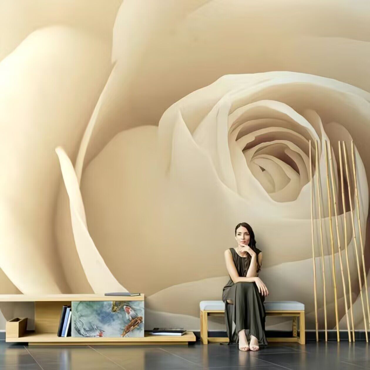 3d立体美式花朵壁纸复古大花墙布网红电视背景墙无缝沙发客厅壁画