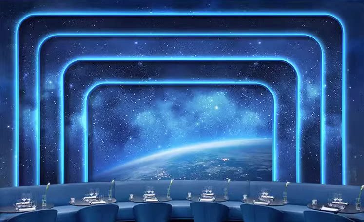 网红3D星空酒吧KTV装修墙纸浩瀚宇宙酒馆清吧壁画天花板吊顶墙布