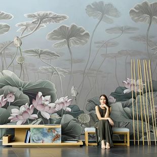 美式植物壁布墙布卧室客厅背景墙布轻奢叶子壁布餐厅定制壁画全屋