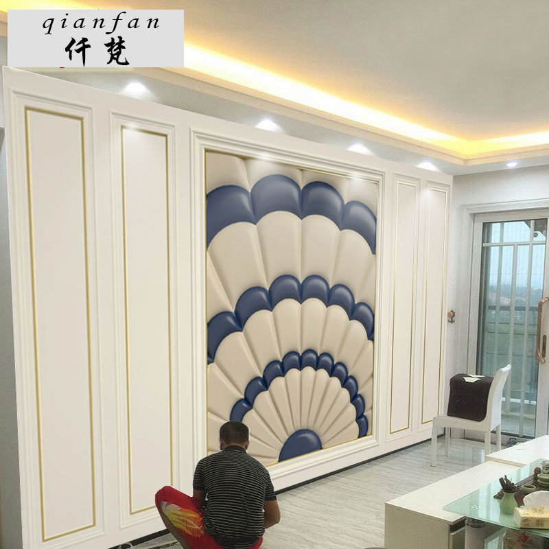 北欧客厅电视背景墙仿软包壁画装修墙纸壁布卧室沙发床头3d墙布